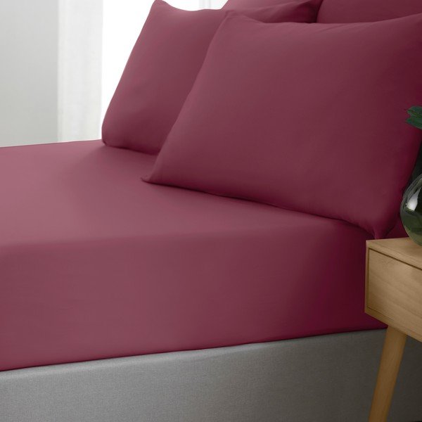 Bordo rdeča napenjalna rjuha 90x190 cm So Soft Non Iron – Catherine Lansfield-image-1