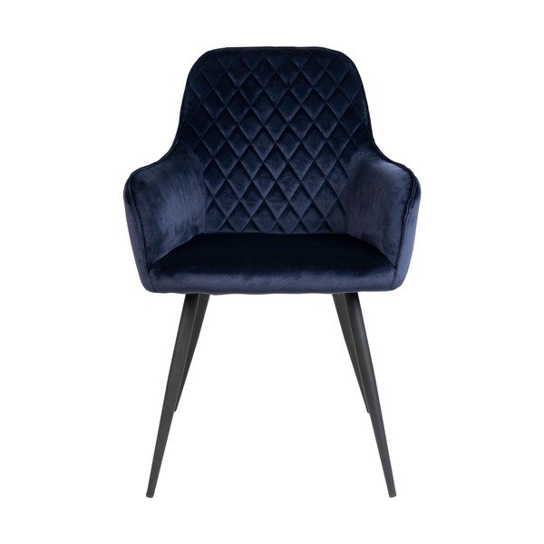 Temno modri oblazinjeni jedilni stoli v kompletu z nasloni za roke 2 ks Harbo – House Nordic-image-2