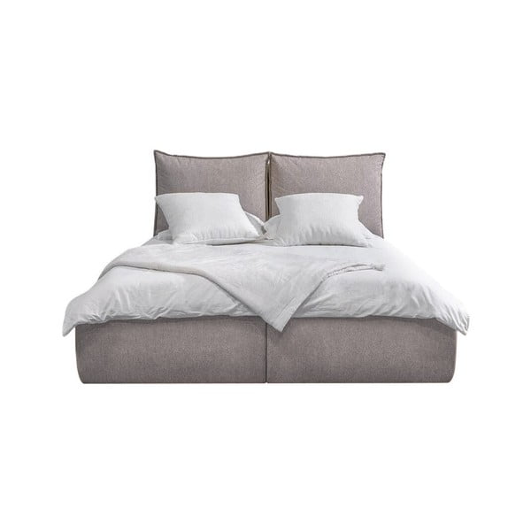 Bež oblazinjena zakonska postelja s prostorom za shranjevanje z letvenim dnom 160x200 cm Garance – Bobochic Paris