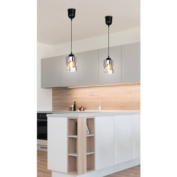 Črna viseča svetilka s steklenim senčnikom ø 10 cm Felis - Candellux Lighting-image-3