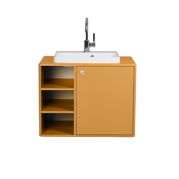 Gorčično rumena stenska omarica z umivalnikom brez pipe 80x62 cm Color Bath – Tom Tailor