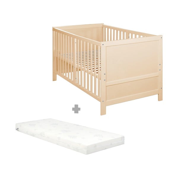 Otroška posteljica z nastavljivo višino 70x140 cm v naravni barvi Easy Sleep – Roba