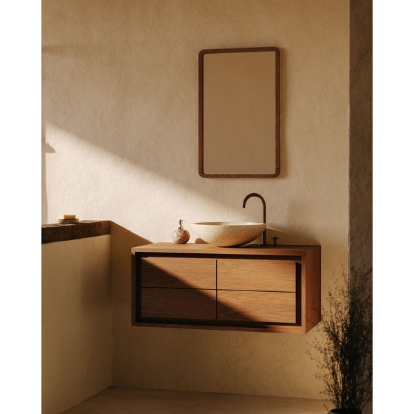 Stensko ogledalo z lesenim okvirjem 45x70 cm Shamel – Kave Home-image-1