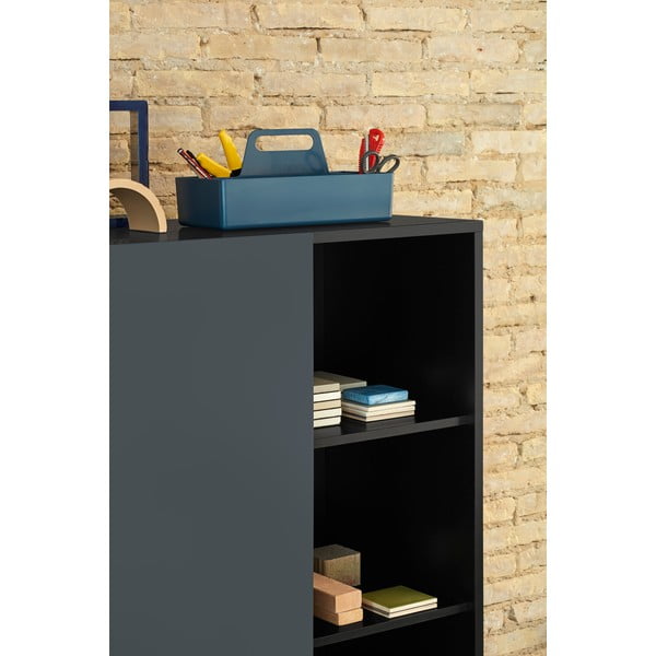 Črna/antracitno siva visoka komoda z drsnimi vrati 120x140 cm Nube – Teulat-image-1