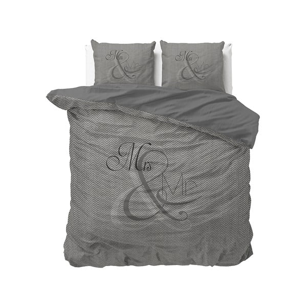 Bombažna posteljnina za zakonsko posteljo Pure Cotton Mr & Mrs Knitted, 200 x 200/220 cm