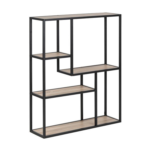 Črna stenska polica v hrastovem dekorju 75x91 cm Seaford – Actona-image-2