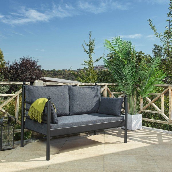 Siv kovinski vrtni kavč Manyas – Floriane Garden-image-1