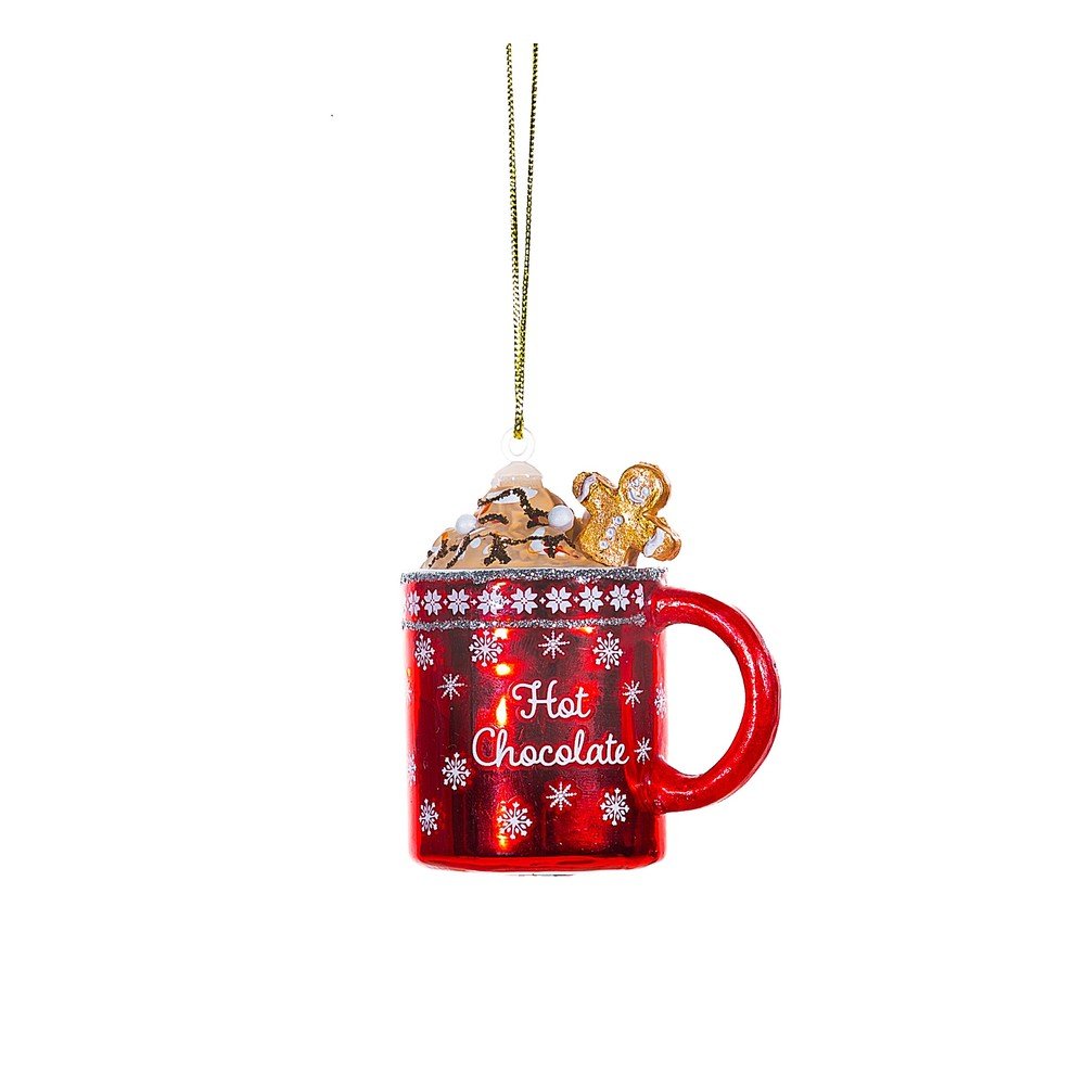 Steklen ročno izdelan okrasek za jelko 6 cm Hot Chocolate
