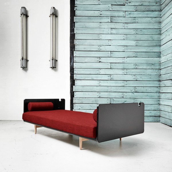 Raztegljiv kavč Karup Deva Black/Raw Oak/Passion Red-image-2