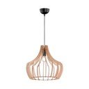 Svetlo rjava viseča svetilka iz lesa in kovine Reality Wood, višina 150 cm