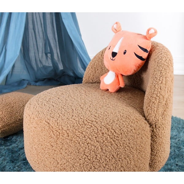 Rjav otroški fotelj iz tkanine bouclé Moouv – Artie-image-3