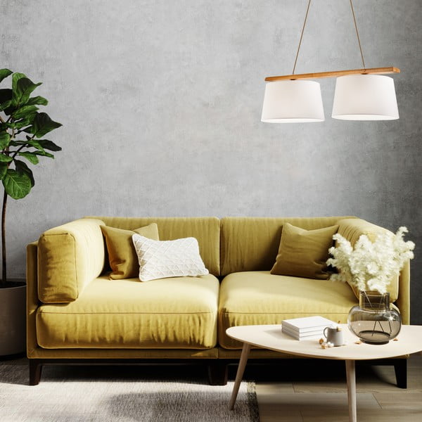 Rjava viseča svetilka s tekstilnim senčnikom ø 35 cm Aida – LAMKUR-image-2