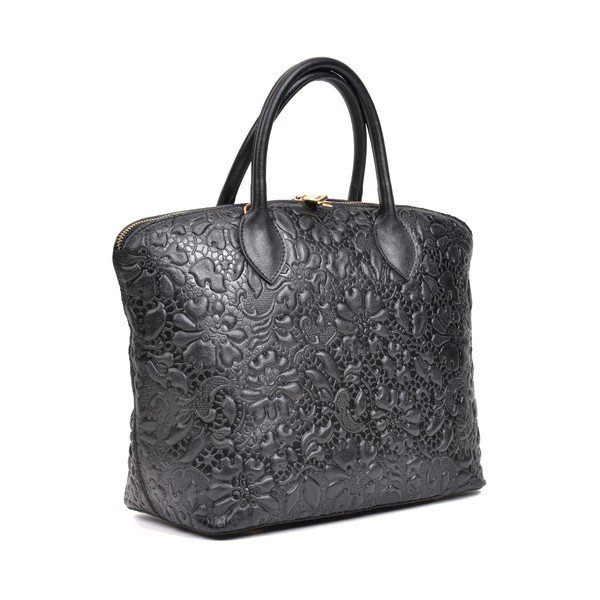 Črna usnjena torbica Anna Luchini Bloom Nero-image-2