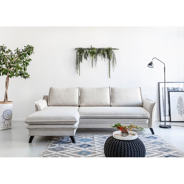 Svetlo bež raztegljiva sedežna garnitura Miuform Charming Charlie, levi kot-image-1