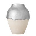 Kremno bela/srebrna vaza iz kamenine (višina 26 cm) Silvio – Bloomingville