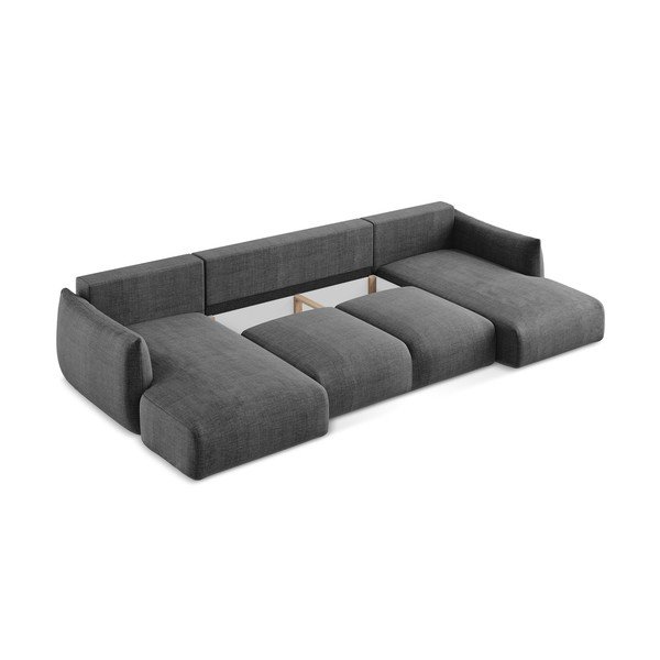 Temno siva raztegljiva kotna sedežna garnitura (v obliki črke "U") Leila – Makamii-image-4