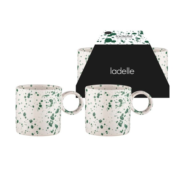 Bele/zelene lončene skodelice v kompletu 2 ks 450 ml Carnival – Ladelle-image-1