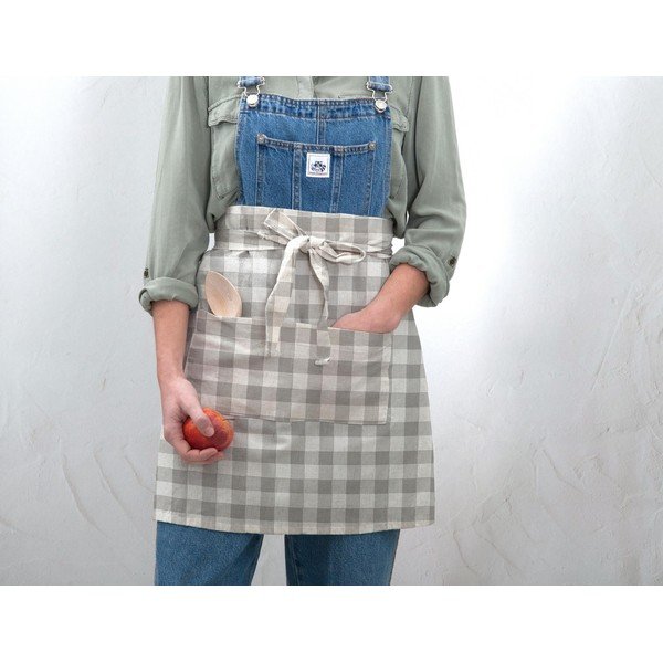 Predpasnik Really Nice Things Delantal de Lino Grey Vichy-image-1