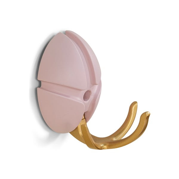 Svetlo rožnat/v zlati barvi plastičen stenski obešalnik Tick – Spinder Design-image-2