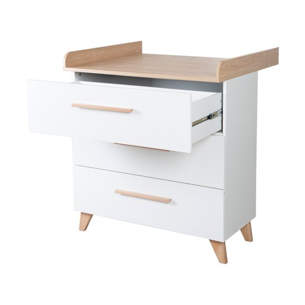 Bela otroška komoda v hrastovem dekorju s previjalnim pultom 88,5x99x76 cm Léon – Roba-image-3