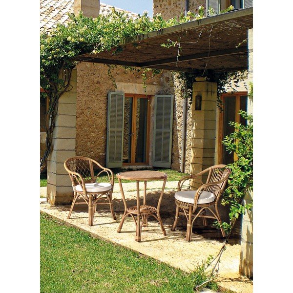 Vrtni stol iz masivnega lesa in ratana v naravni barvi Athina – Bizzotto-image-1