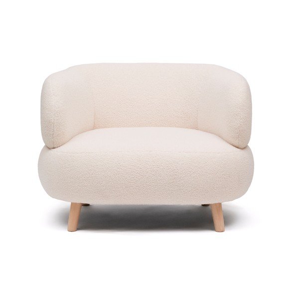 Bež fotelj iz tkanine bouclé Luisa – Kave Home-image-3