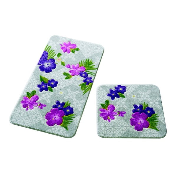 Komplet 2 kopalniških preprog Confetti Bathmats Tropical Purple