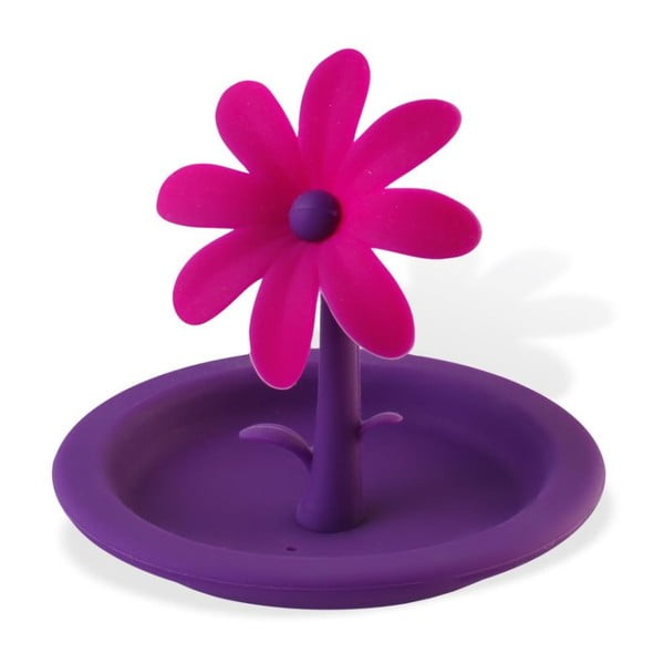 Silikonski pokrovček za skodelice Vialli Design Flower, vijoličen