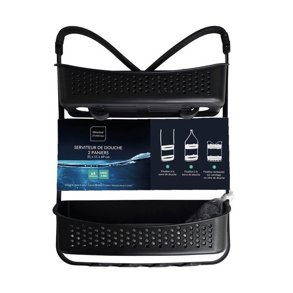 Mat črna plastična viseča kopalniška polica Vesper – douceur d'intérieur-image-4