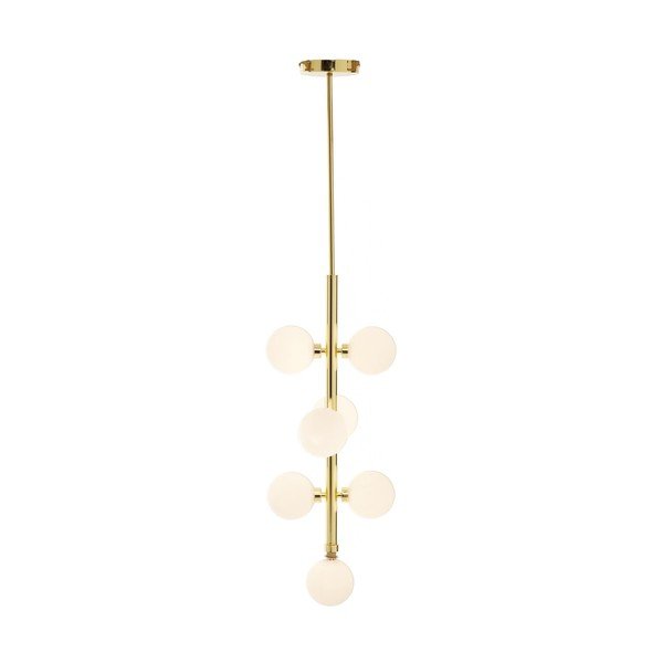 Bela/v zlati barvi kovinska viseča svetilka s steklenim senčilom ø 27 cm Trieste – Premier Housewares