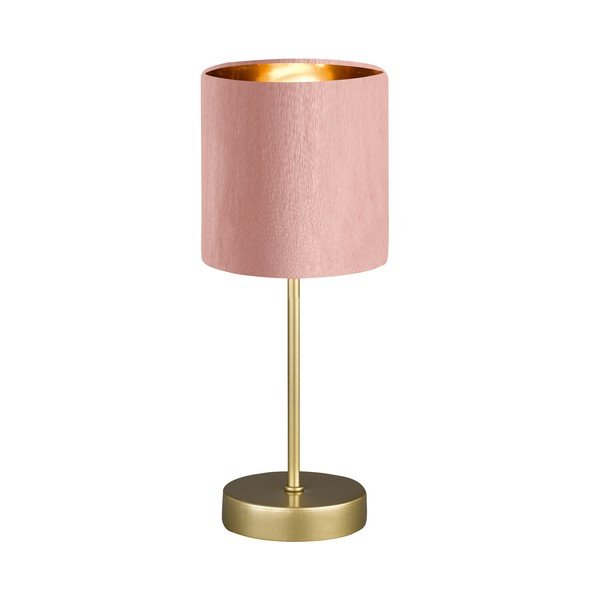 Rožnato-zlata kovinska namizna svetilka s tekstilnim senčilom (višina 34 cm) Aura – Fischer & Honsel