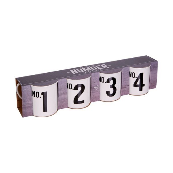 Komplet 4 skodelic iz kostnega porcelana Premier Housewares Numbers, 342 ml-image-1