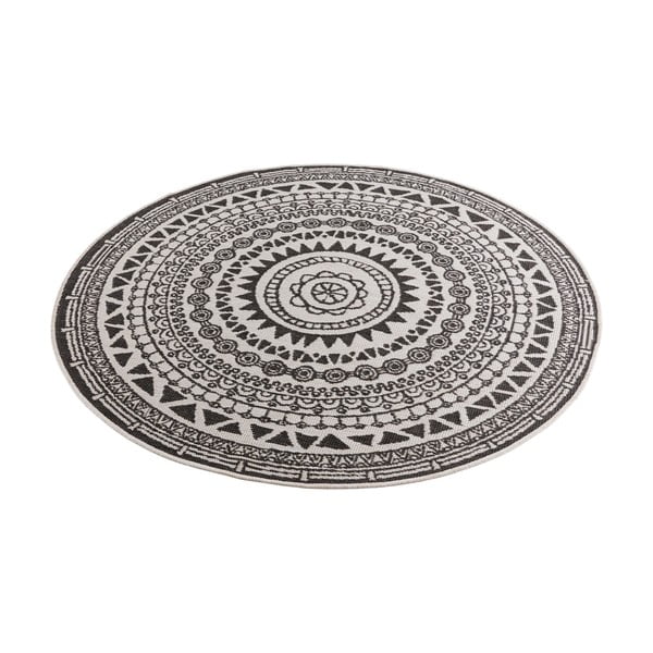 Črno-krem zunanja preproga NORTHRUGS Coron, ø 140 cm-image-2