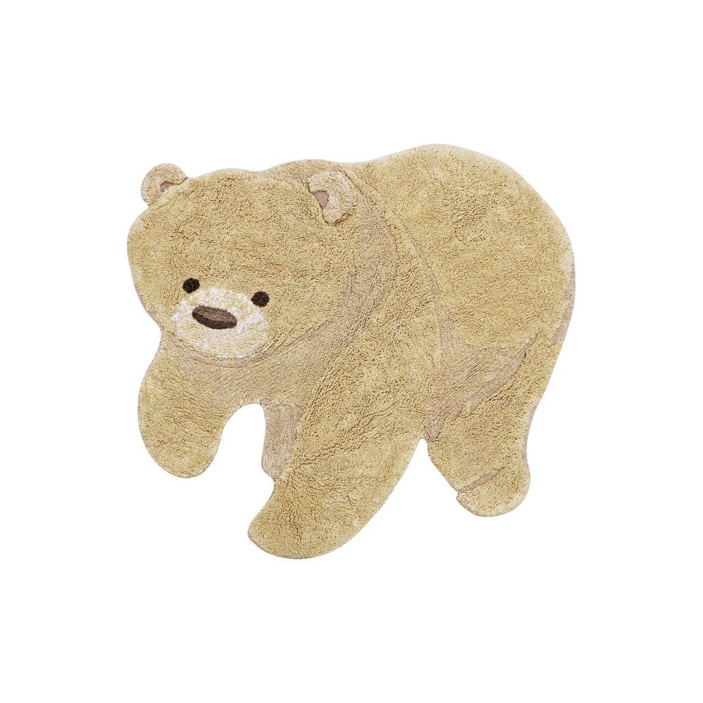 Bež pralna ročno tkana bombažna otroška preproga 120x122 cm Bear