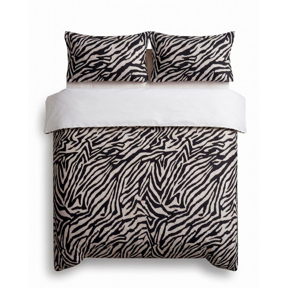 Črna enojna posteljnina Zebra