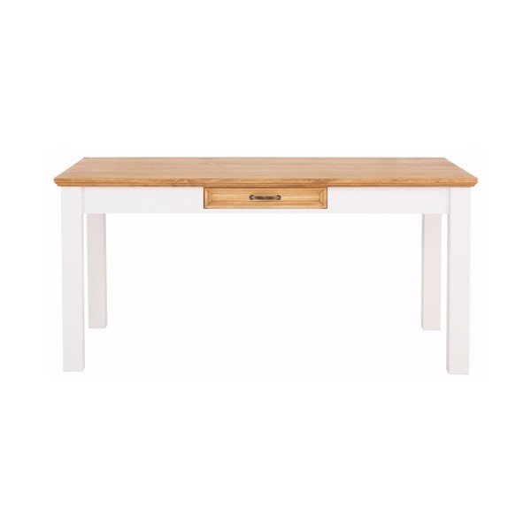 Bela jedilna miza iz masivnega bora s predalom Støraa Suzie-image-1