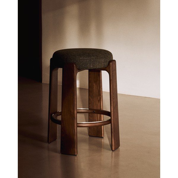 Barski stol iz masivnega jesena v zeleni in temni naravni barvi (višina sedeža 65 cm) Granite – Kave Home -image-1