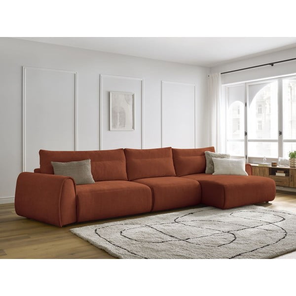 Oranžna kotna sedežna garnitura Aden – Bobochic Paris-image-1