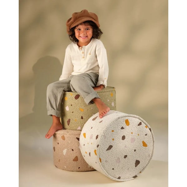 Svetlo rjav otroški tabure iz tkanine bouclé in šenilje Terrazzo – Wigiwama-image-4