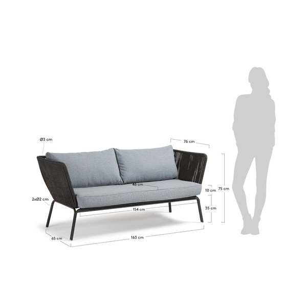 Siva vrtna zofa s tremi sedeži la Forma Bernon-image-2