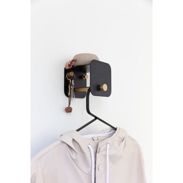Črn kovinski stenski obešalnik s polico Hang in There – UMAGE-image-1