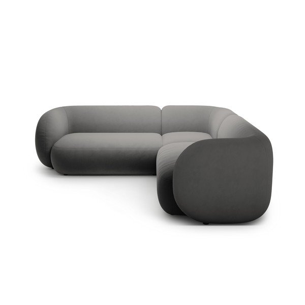 Temno siva žametna kotna sedežna garnitura Kate – Micadoni -image-1