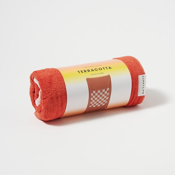 Terakota oranžna bombažna brisača za plažo Sunnylife Luxe Games, 175 x 90 cm-image-4