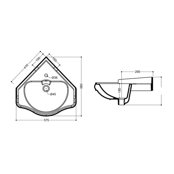 Bel kotni keramičen umivalnik 57,5x58 cm Retro – Sapho-image-3