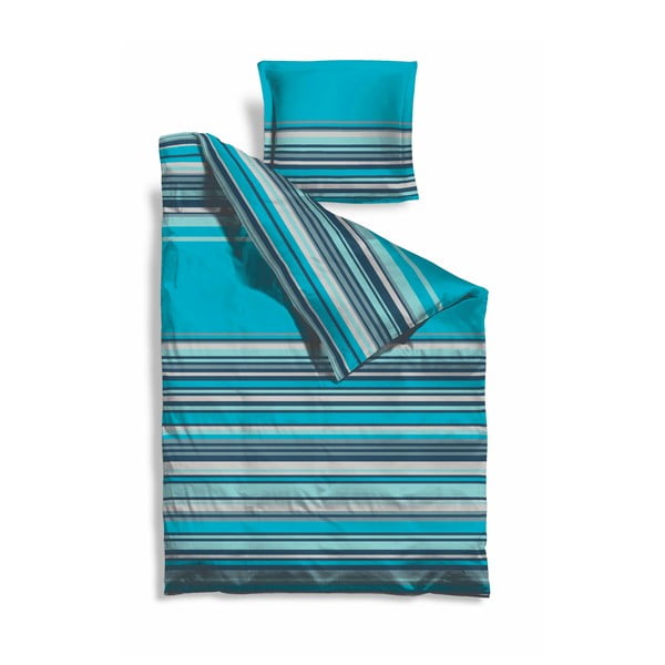 Podaljšano posteljno perilo Turkizne črte, 140x220 cm