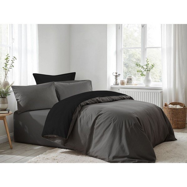 Antracitno siva posteljnina za zakonsko posteljo 200x200 cm – Mijolnir