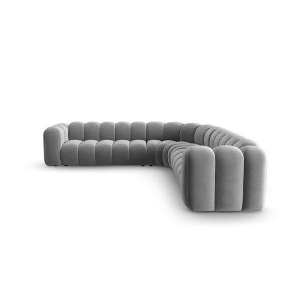 Svetlo siva žametna kotna sedežna garnitura Lupine – Micadoni -image-2