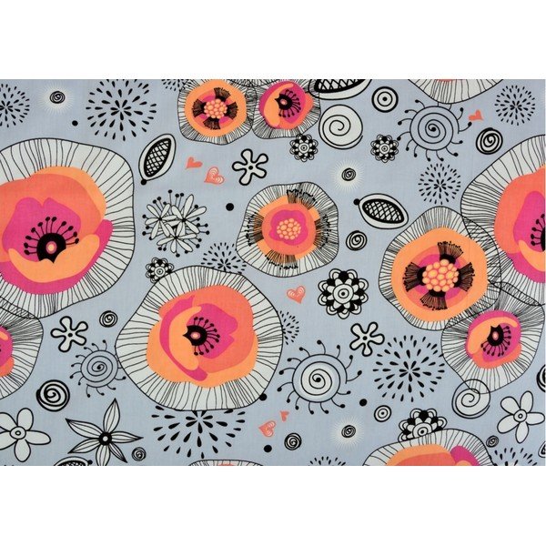Oranžno-siva posteljnina iz bombažnega satena 140x200 cm Poppy -image-1
