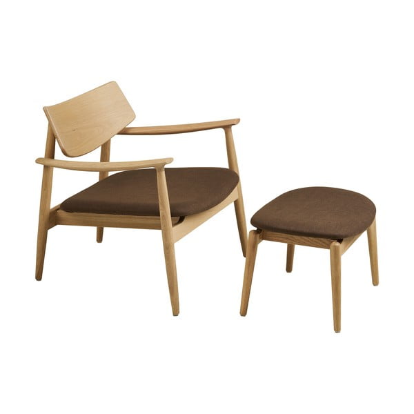 Rjav fotelj z naslonjalom za noge Olvera – House Nordic-image-2