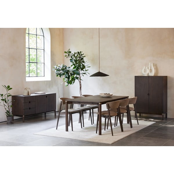 Temno rjava nizka komoda v hrastovem dekorju 160x73 cm Arun – Unique Furniture-image-2